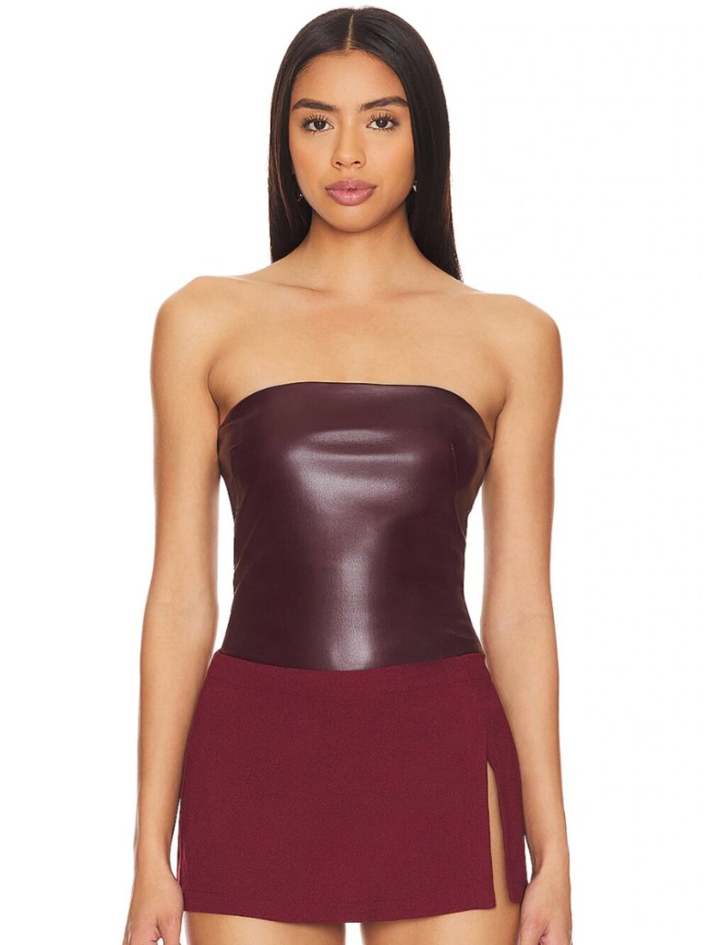 Amanda Uprichard/Revolve Callie Leather Strapless Top